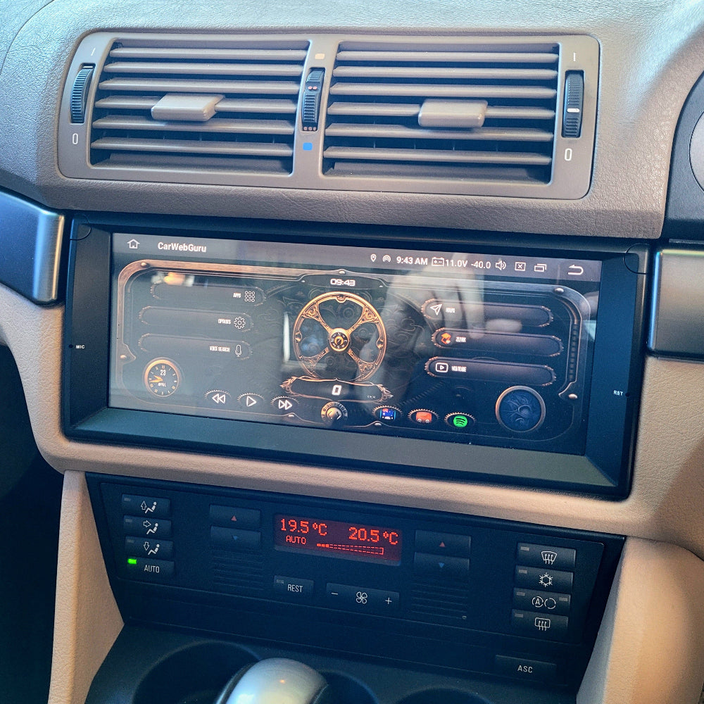 BMW E39 widescreen display with custom user interface